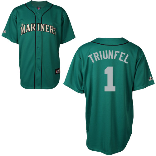 Carlos Triunfel #1 mlb Jersey-Seattle Mariners Women's Authentic Alternate Blue Cool Base Baseball Jersey